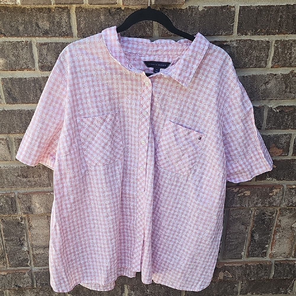 Tommy Hilfiger Cotton Floral Button Down Shirt Size 3X
